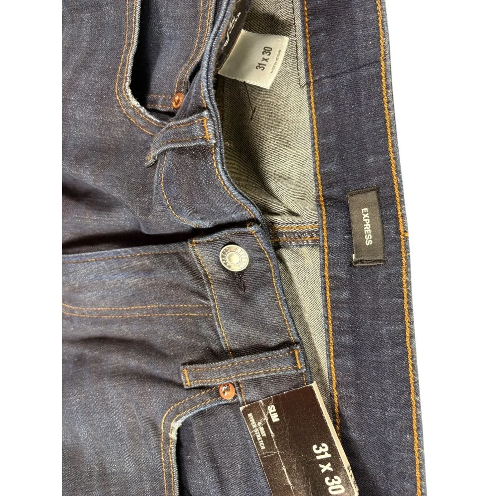 Express Jeans Mens 31x30 Blue Denim Dark Wash Hyper Stretch Slim Fit Straight